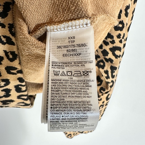 GAP Women's Logo Leopard Print Sweatshirt - Brown and Black Size XXS NEW - Picture 12 of 12